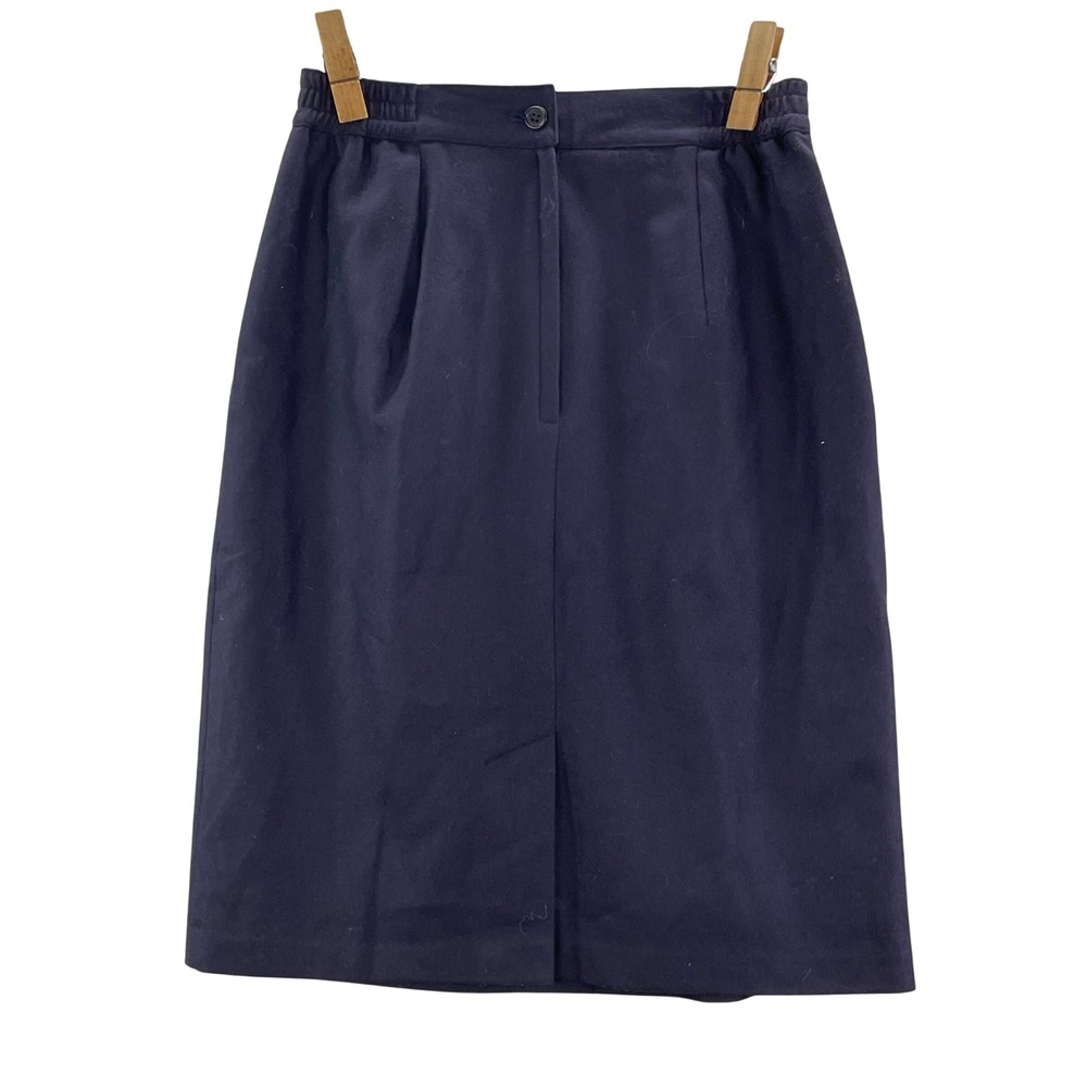 Sag Harbor Pencil Skirt Women 8P Navy Blue Wool Pleated Career Gorpcore Academia